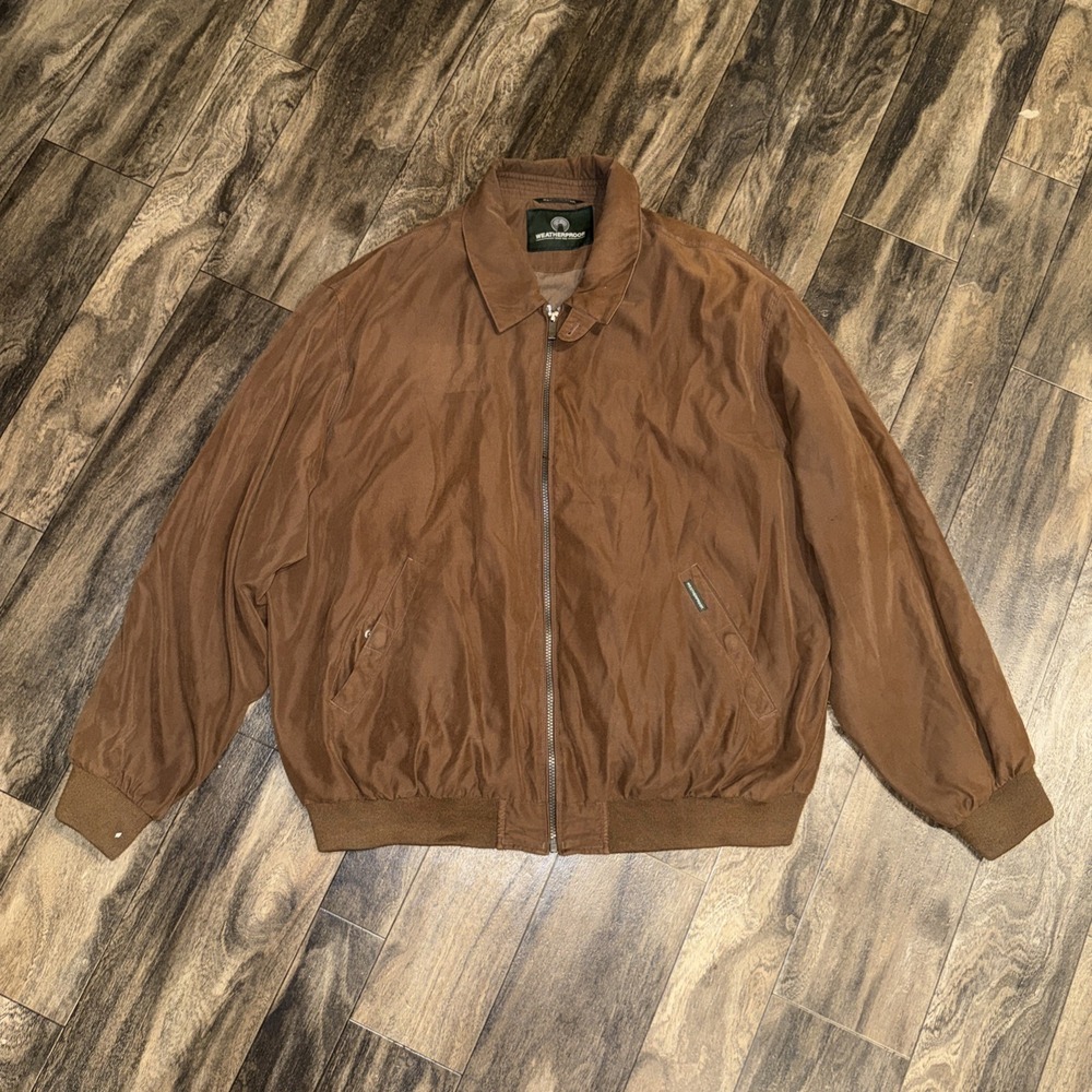 Weatherproof Vintage Full-Zip Bomber Jacket Men's Size XXL Outdoor Brown